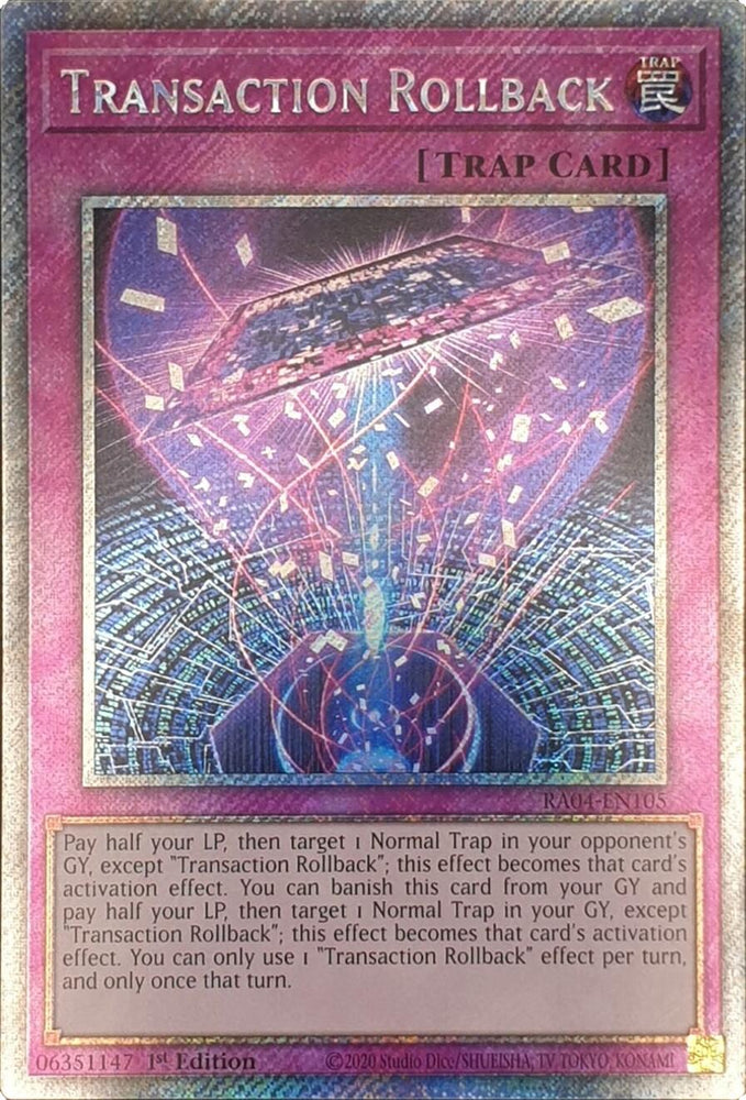 Transaction Rollback [RA04-EN105] Platinum Secret Rare Yu-Gi-Oh!