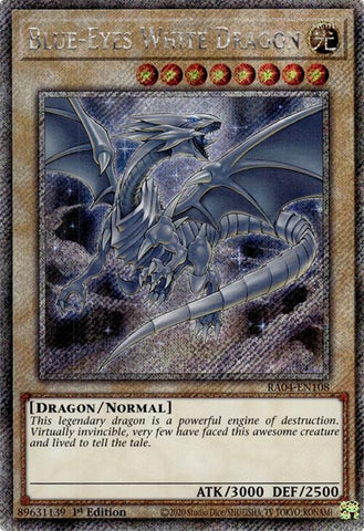 Blue-Eyes White Dragon (8th Art) [RA04-EN108] Platinum Secret Rare Yu-Gi-Oh!
