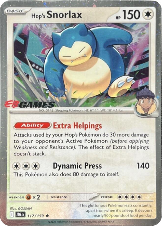 Hop's Snorlax (117/159) (EB Games) (Cosmos Holo) [Scarlet & Violet: Journey Together] Pokémon