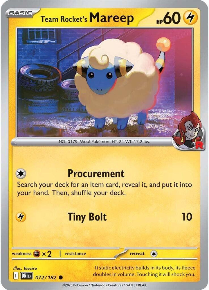Team Rocket's Mareep (072/182) [Scarlet & Violet: Destined Rivals] Pokémon