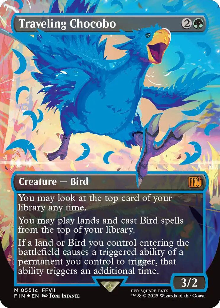Traveling Chocobo (Borderless) (Neon Ink Blue) [FINAL FANTASY] Magic: The Gathering