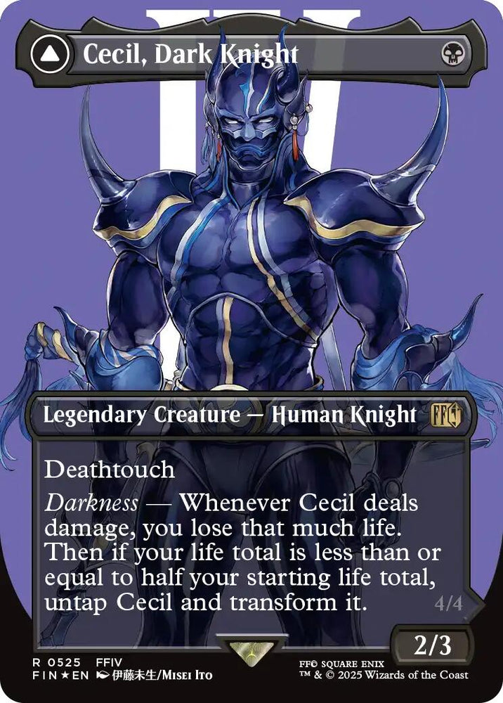 Cecil, Dark Knight // Cecil, Redeemed Paladin (Borderless) (Surge Foil) [FINAL FANTASY] Magic: The Gathering