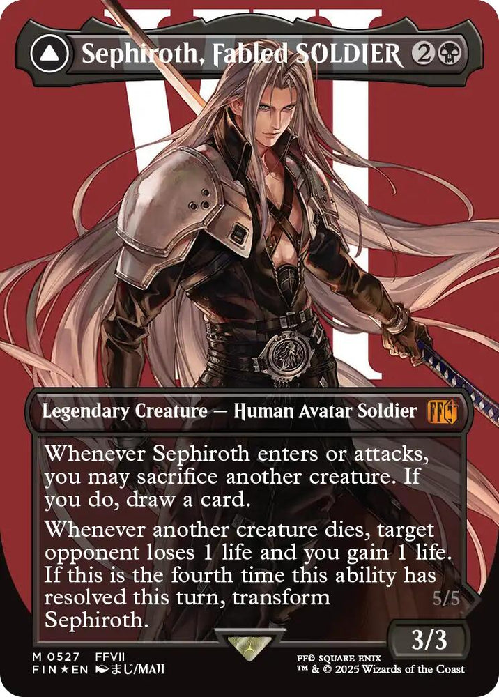 Sephiroth, Fabled SOLDIER // Sephiroth, One-Winged Angel (Borderless) (Surge Foil) [FINAL FANTASY] Magic: The Gathering