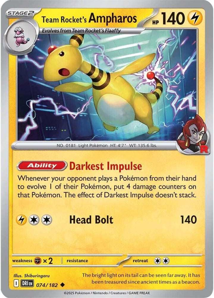 Team Rocket's Ampharos (074/182) [Scarlet & Violet: Destined Rivals] Pokémon