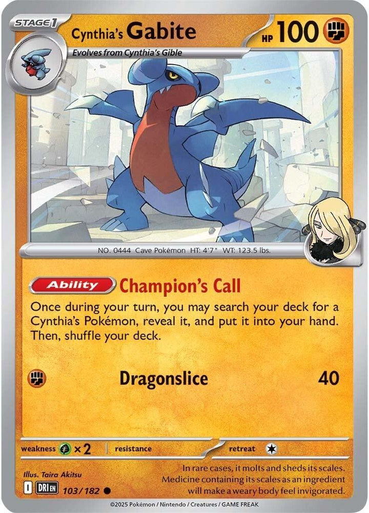 Cynthia's Gabite (103/182) [Scarlet & Violet: Destined Rivals] Pokémon
