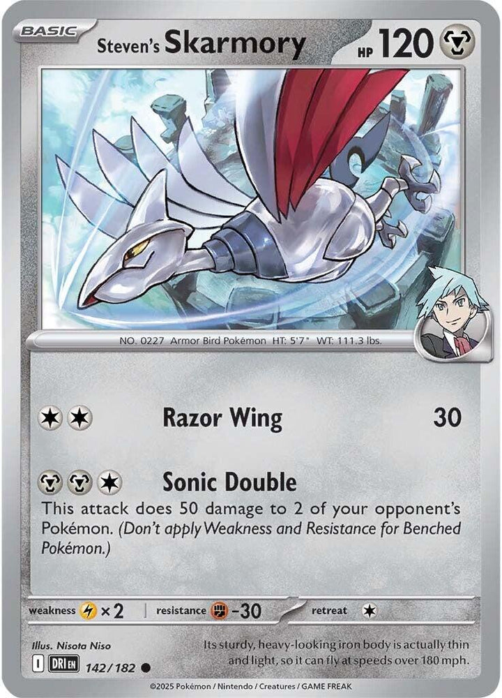 Steven's Skarmory (142/182) [Scarlet & Violet: Destined Rivals] Pokémon
