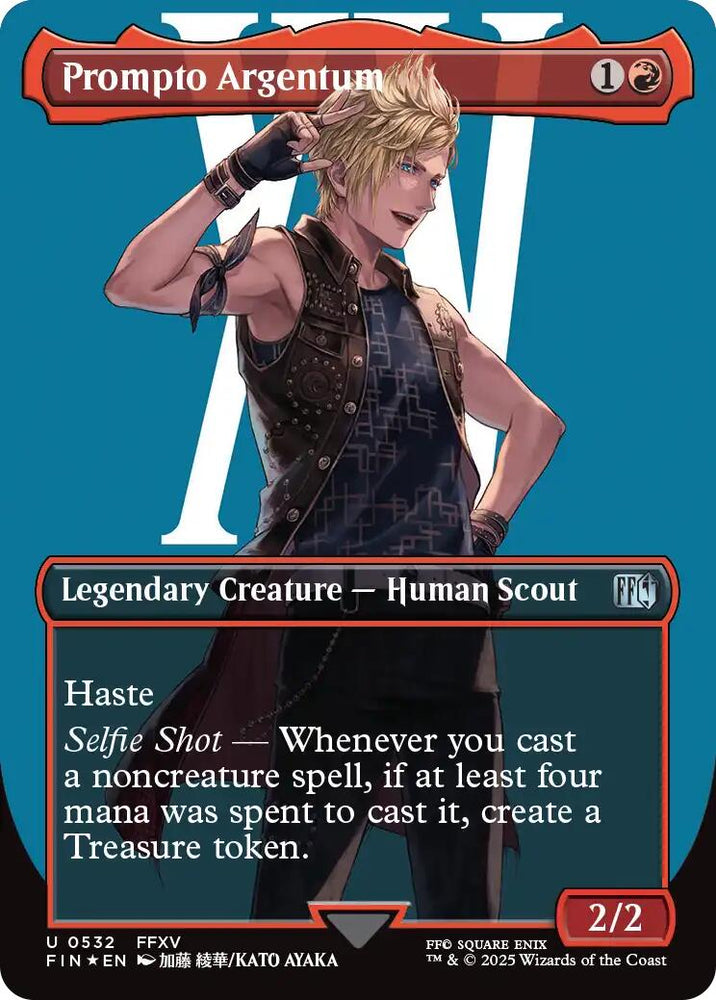 Prompto Argentum (Borderless) (Surge Foil) [FINAL FANTASY] Magic: The Gathering