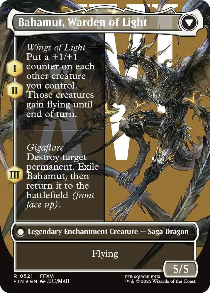 Dion, Bahamut's Dominant // Bahamut, Warden of Light (Borderless) (Surge Foil) [FINAL FANTASY] Magic: The Gathering