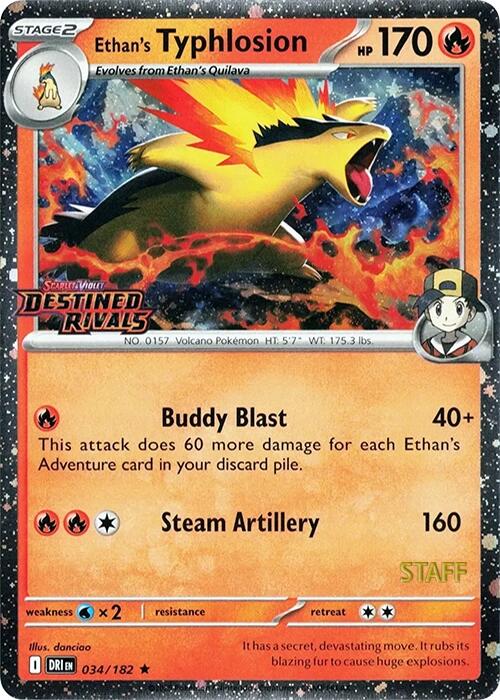 Ethan's Typhlosion (034/182) (Prerelease Staff) [Scarlet & Violet: Destined Rivals] Pokémon