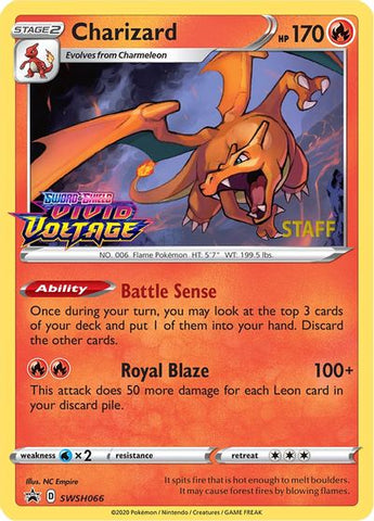 Charizard (SWSH066) (Staff Prerelease Promo) [Sword & Shield: Black Star Promos] Pokémon