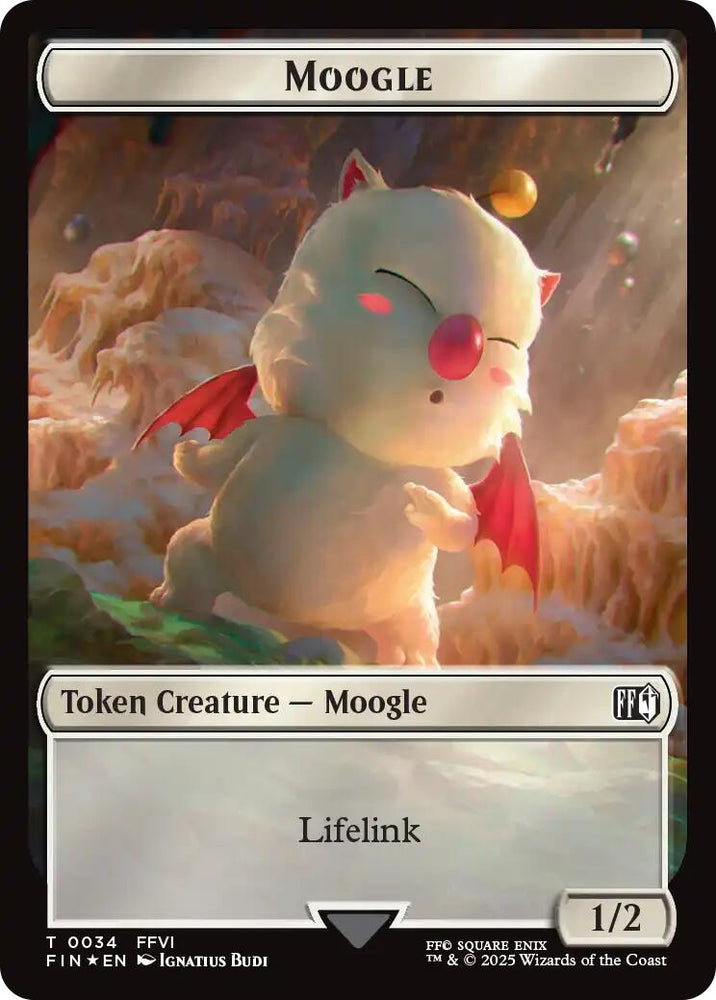 Moogle // Zombie Double-Sided Token (Surge Foil) [FINAL FANTASY Commander Tokens] Magic: The Gathering