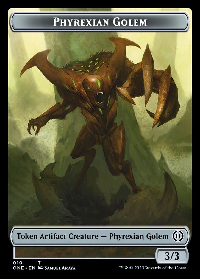 Rebel // Phyrexian Golem Double-Sided Token [Phyrexia: All Will Be One Tokens] Magic: The Gathering