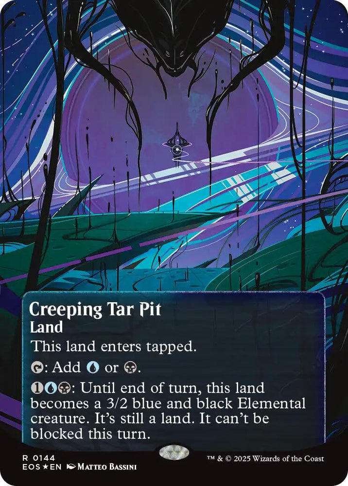 Creeping Tar Pit (0144) (Borderless) (Galaxy Foil) [Edge of Eternities: Stellar Sights] Magic: The Gathering