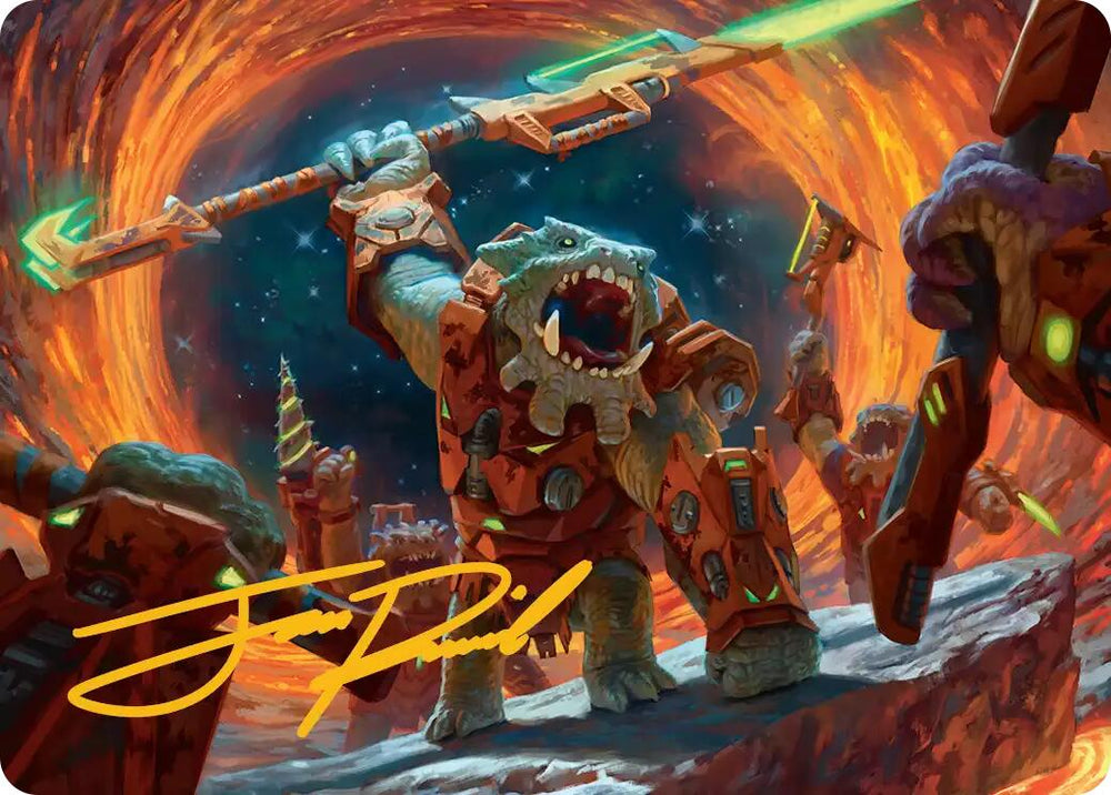 Frontline War-Rager Art Card (Gold-Stamped Signature) [Edge of Eternities Art Series] Magic: The Gathering