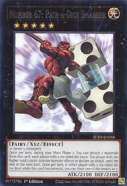 Number 67: Pair-a-Dice Smasher [JUSH-EN058] Rare Yu-Gi-Oh!