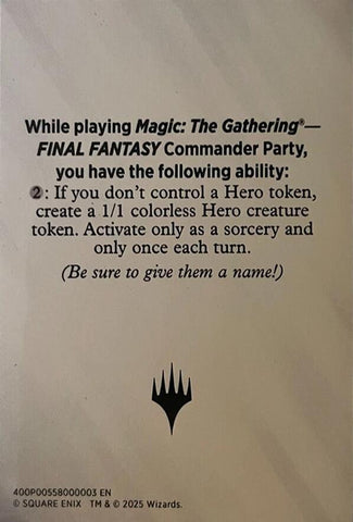 Blank Hero Token [FINAL FANTASY Tokens] Magic: The Gathering