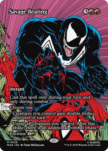 Savage Beating (Borderless) [Marvel Universe: Eternal-Legal] Magic: The Gathering