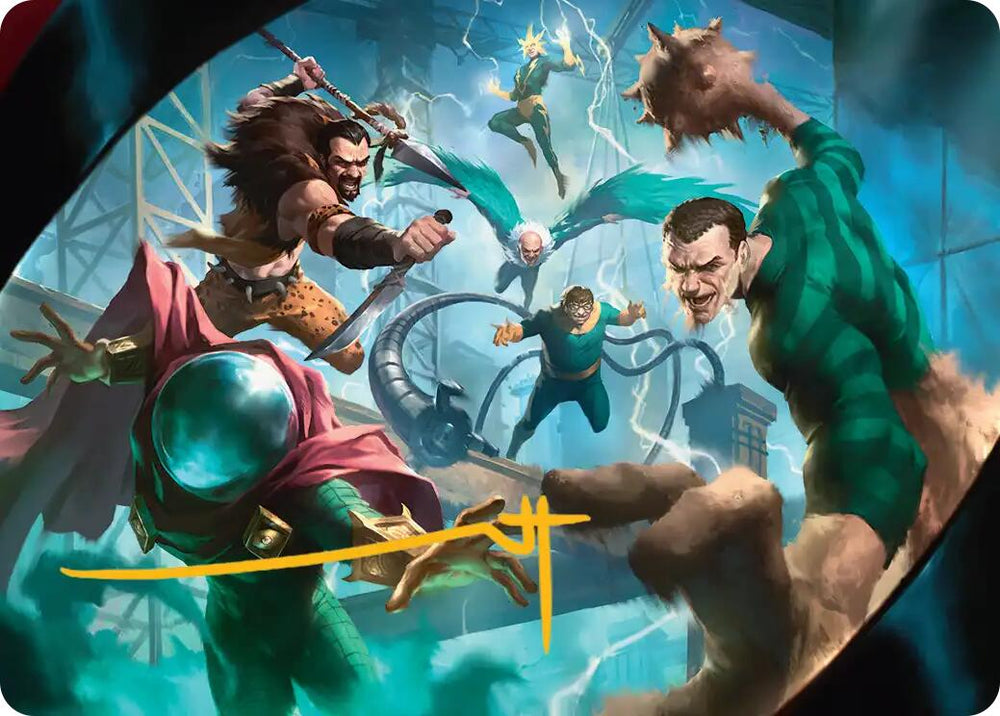 Behold the Sinister Six! Art Card (7/54) (Gold-Stamped Signature) [Marvel's Spider-Man Art Series] Magic: The Gathering