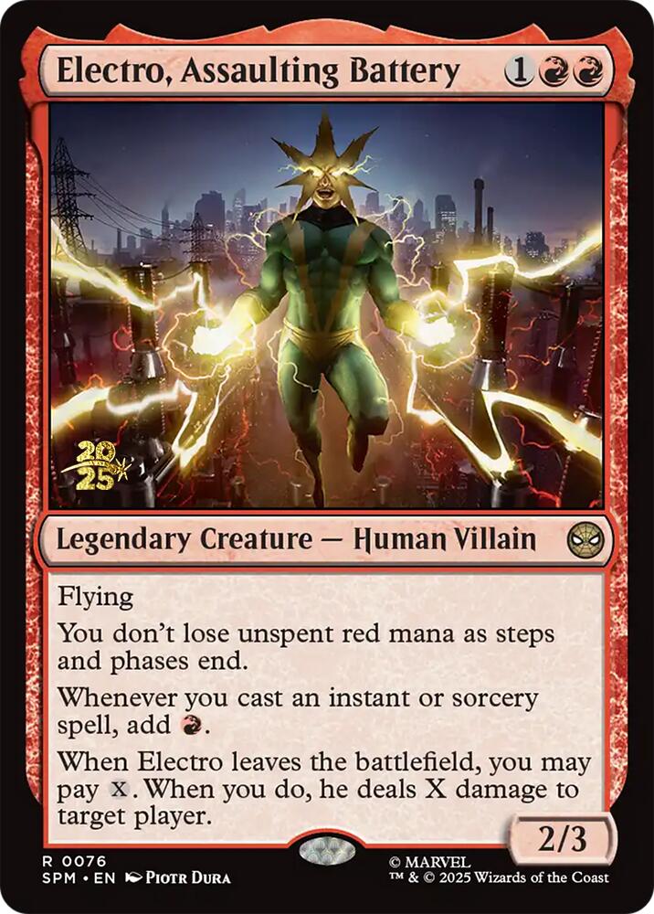 Electro, Assaulting Battery [Marvel's Spider-Man Prerelease Promos] Magic: The Gathering