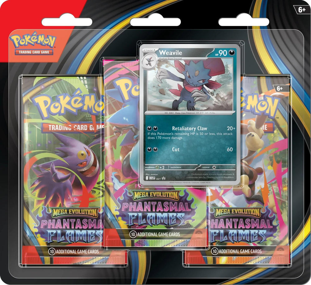 Mega Evolution: Phantasmal Flames - 3 Pack Blister (Weavile) Pokémon