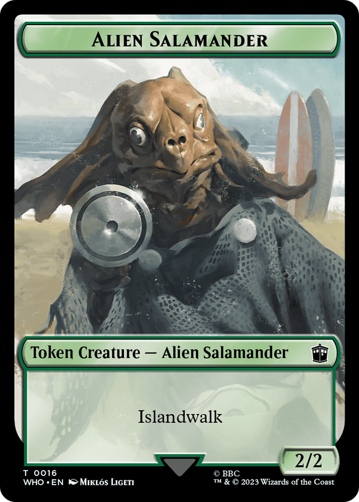 Human (0006) // Alien Salamander Double-Sided Token [Doctor Who Tokens] Magic: The Gathering