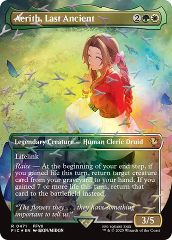 Aerith, Last Ancient (Borderless) (Chocobo Track Foil) [FINAL FANTASY Commander] Magic: The Gathering
