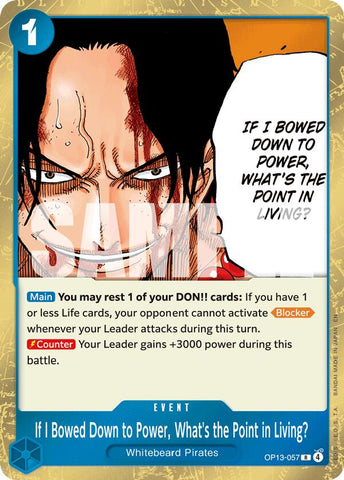 If I Bowed Down to Power, What's the Point in Living? [Carrying On His Will] Bandai