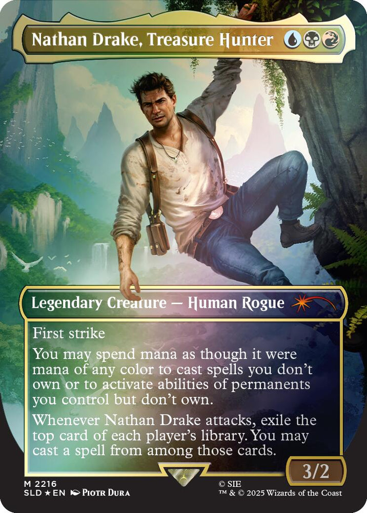 Nathan Drake, Treasure Hunter (Rainbow Foil) [Secret Lair Drop Series] Magic: The Gathering