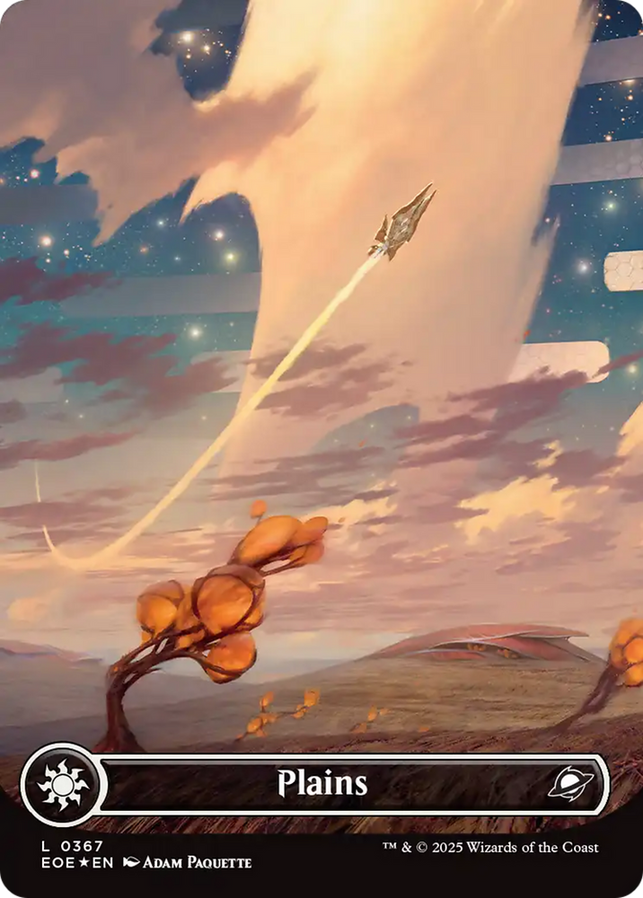 Plains (0367) (Borderless) (Galaxy Foil) [Edge of Eternities] Magic: The Gathering