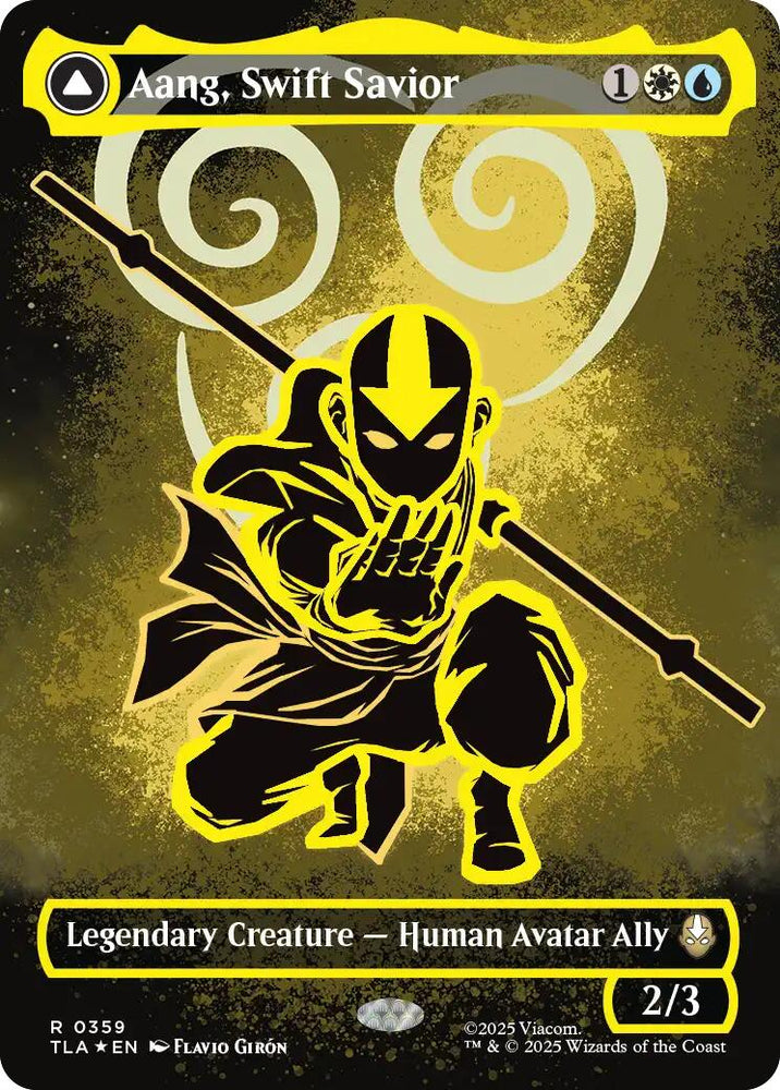Aang, Swift Savior (Borderless) (Neon Ink Foil) [Avatar: The Last Airbender] Magic: The Gathering