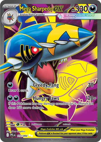 Mega Sharpedo ex (113/094) [Mega Evolution: Phantasmal Flames] Pokémon