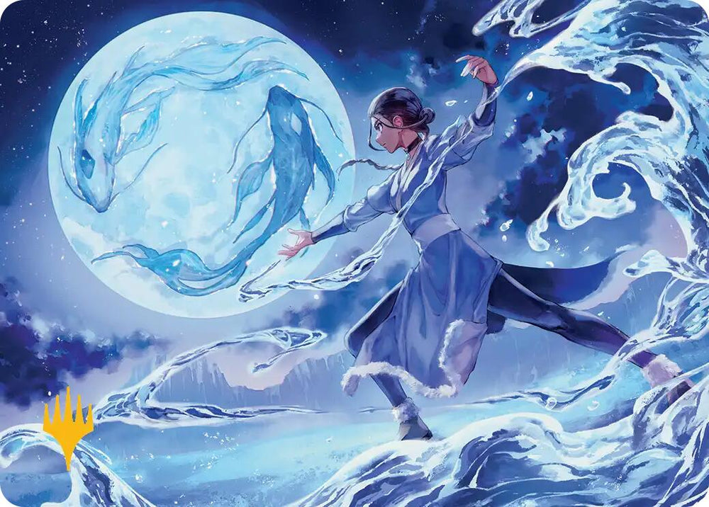 Waterbender Ascension Art Card (Gold-Stamped Planeswalker Symbol) [Avatar: The Last Airbender Art Series] Magic: The Gathering