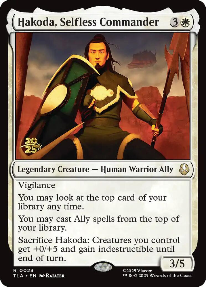 Hakoda, Selfless Commander [Avatar: The Last Airbender Prerelease Cards] Magic: The Gathering