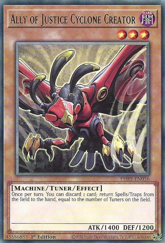 Ally of Justice Cyclone Creator [PHRE-EN056] Rare Yu-Gi-Oh!