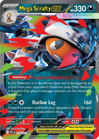 Mega Scrafty ex (135/217) [Mega Evolution: Ascended Heroes] Pokémon