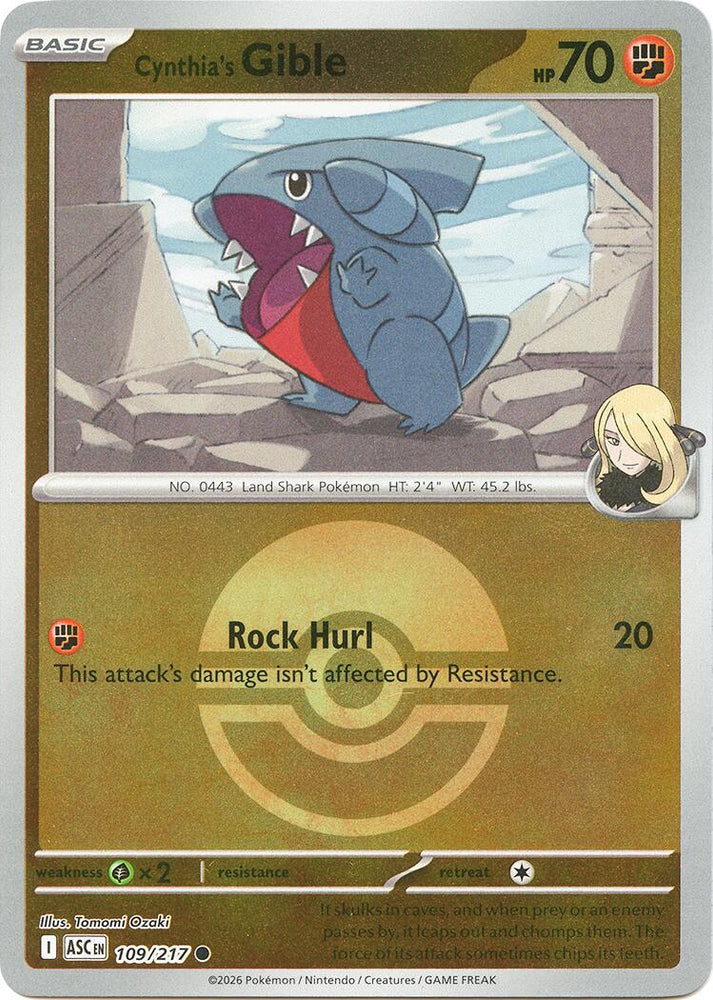 Cynthia's Gible (109/217) (Poke Ball) [Mega Evolution: Ascended Heroes] Pokémon