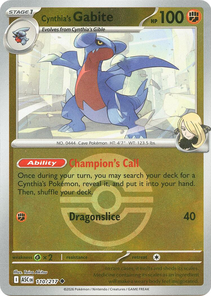 Cynthia's Gabite (110/217) (Poke Ball) [Mega Evolution: Ascended Heroes] Pokémon