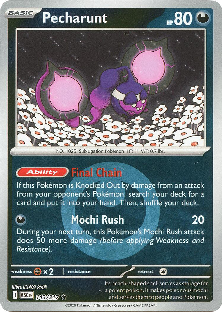 Pecharunt (143/217) (Energy Symbol Pattern) [Mega Evolution: Ascended Heroes] Pokémon