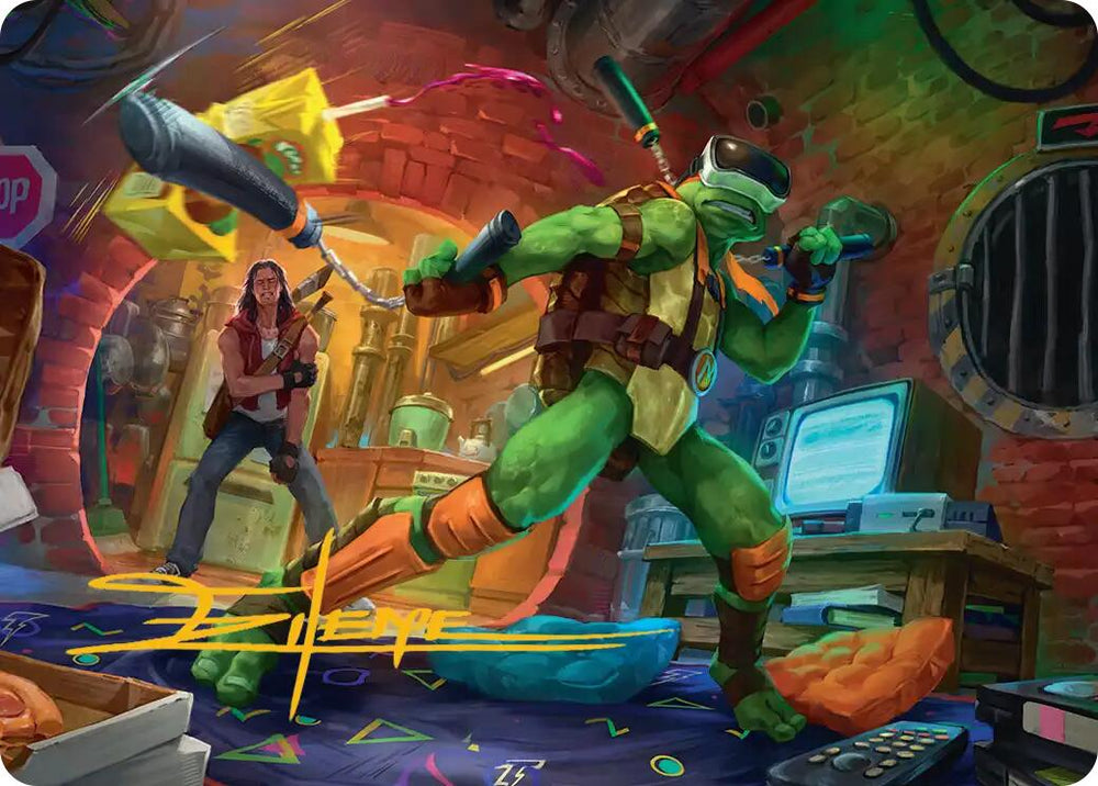 Michelangelo, Game Master Art Card (Gold-Stamped Signature) [Teenage Mutant Ninja Turtles Art Series] Magic: The Gathering