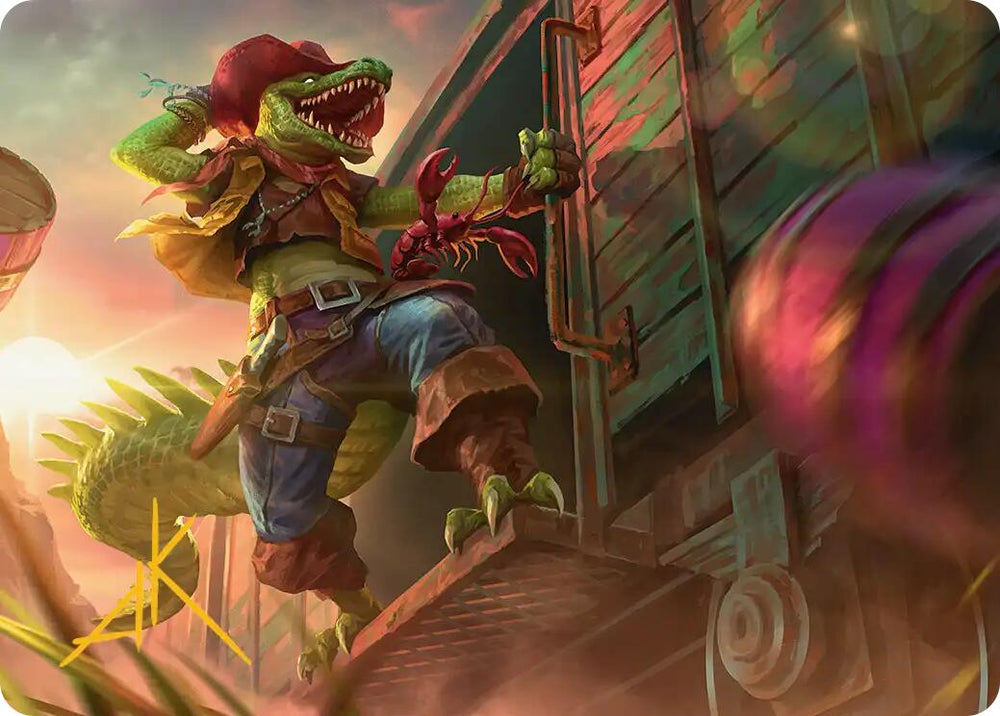 Leatherhead, Iron Gator Art Card (Gold-Stamped Signature) [Teenage Mutant Ninja Turtles Art Series] Magic: The Gathering