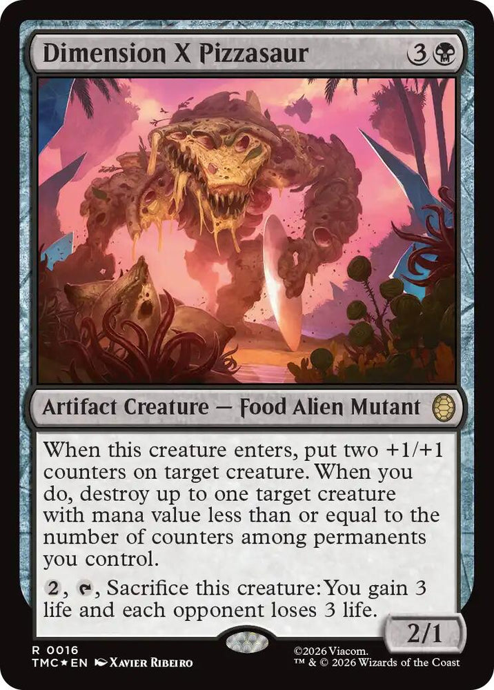 Dimension X Pizzasaur (Surge Foil) [Teenage Mutant Ninja Turtles Commander] Magic: The Gathering