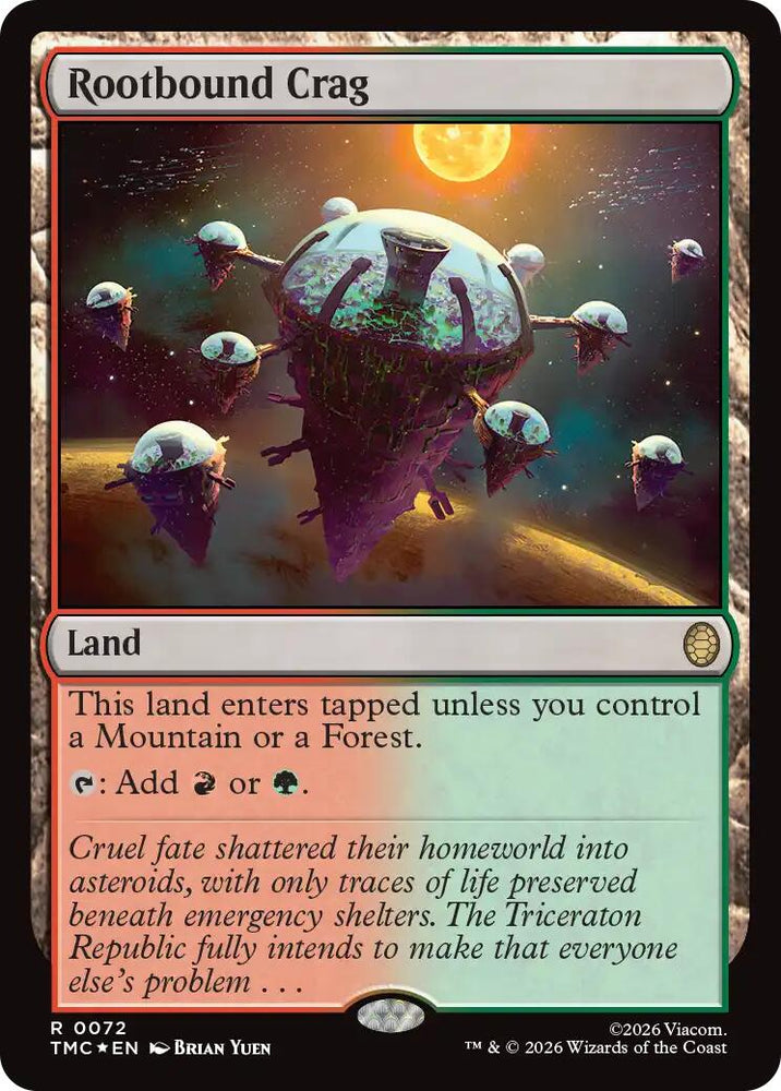 Rootbound Crag (Surge Foil) [Teenage Mutant Ninja Turtles Commander] Magic: The Gathering