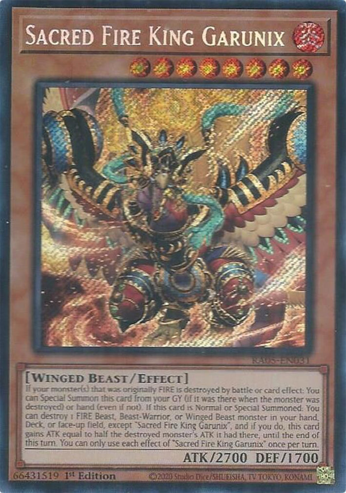 Sacred Fire King Garunix (Secret Rare) [RA05-EN031] Secret Rare Yu-Gi-Oh!