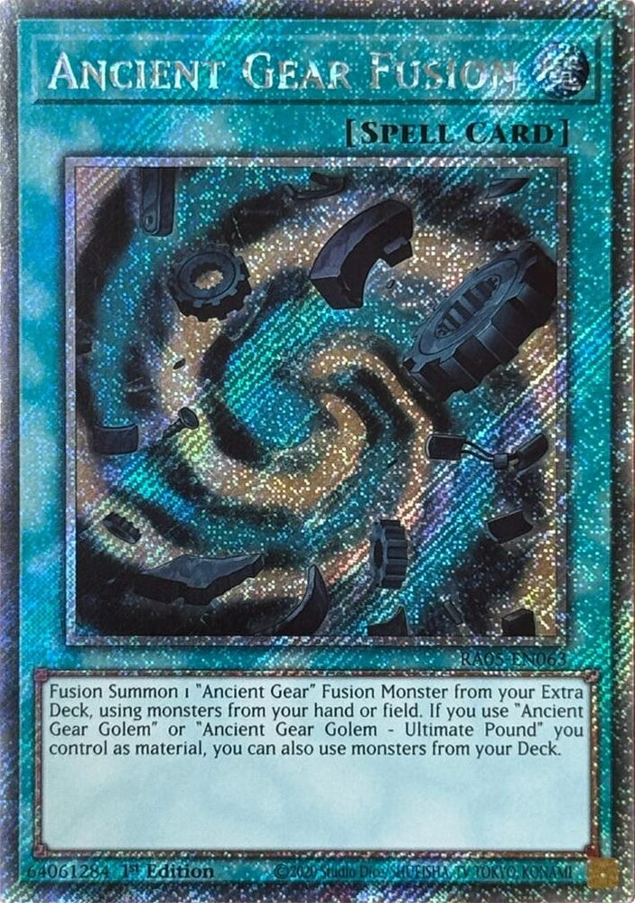Ancient Gear Fusion (Platinum Secret Rare) [RA05-EN063] Platinum Secret Rare Yu-Gi-Oh!