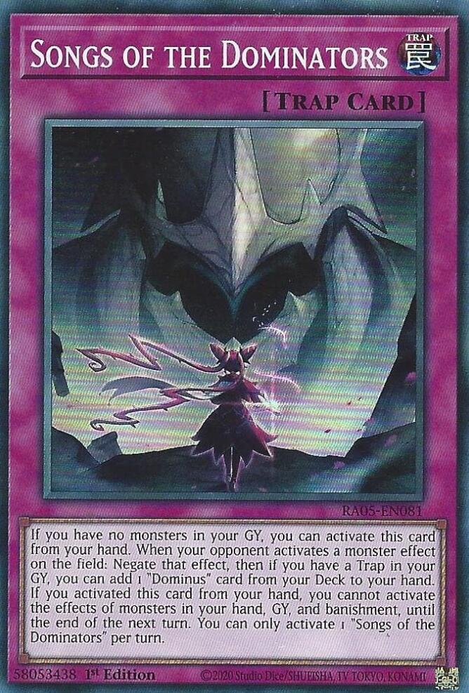 Songs of the Dominators [RA05-EN081] Super Rare Yu-Gi-Oh!
