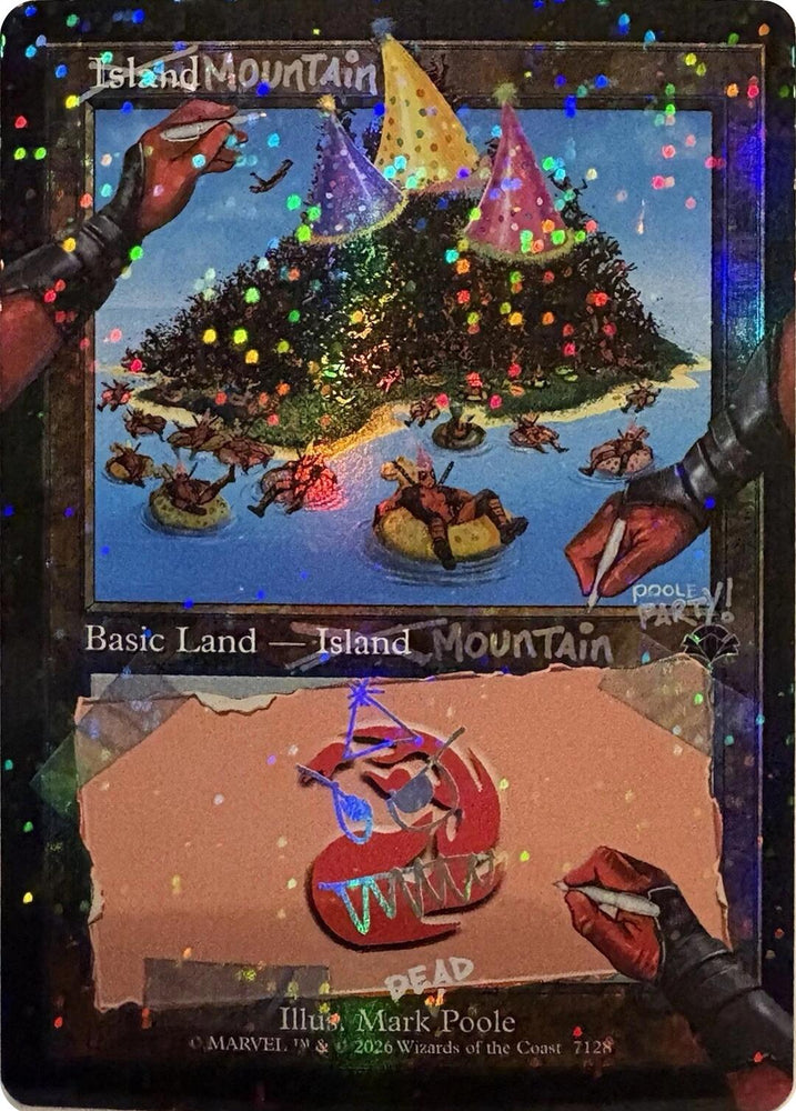 Mountain (7128) (Pool Party Foil) [Secret Lair Drop Series] Magic: The Gathering