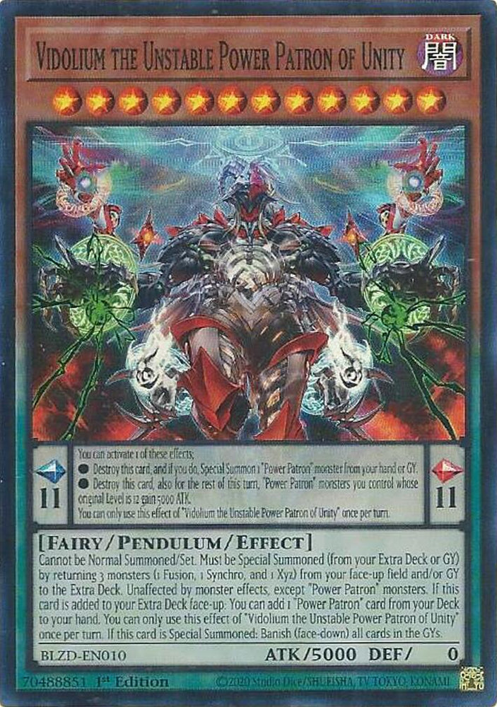 Vidolium the Unstable Power Patron of Unity [BLZD-EN010] Super Rare Yu-Gi-Oh!