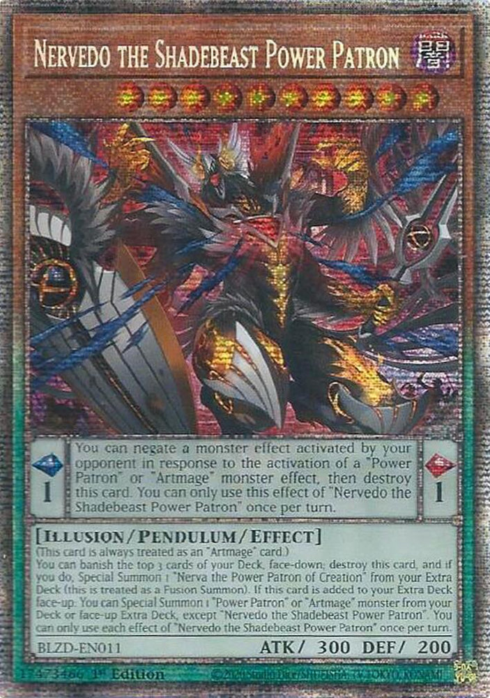 Nervedo the Shadebeast Power Patron (Starlight Rare) [BLZD-EN011] Starlight Rare Yu-Gi-Oh!