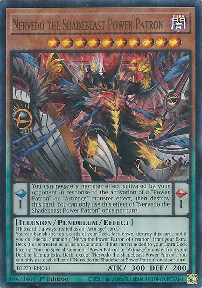 Nervedo the Shadebeast Power Patron [BLZD-EN011] Ultra Rare Yu-Gi-Oh!