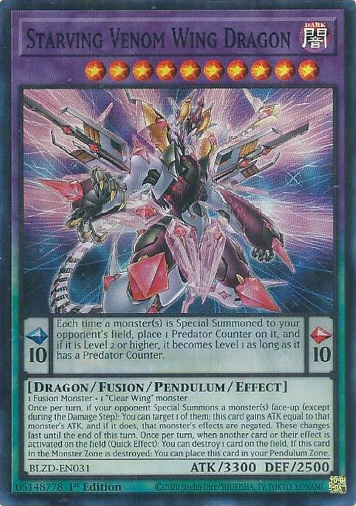 Starving Venom Wing Dragon [BLZD-EN031] Super Rare Yu-Gi-Oh!